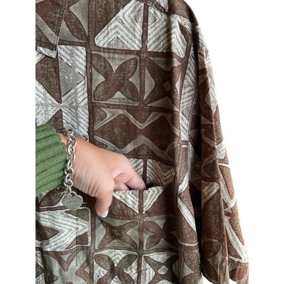 Cooke Street Honolulu Vintage Men's Brown Tribal Hawaiian Shirt Size Large - Picture 5 of 8